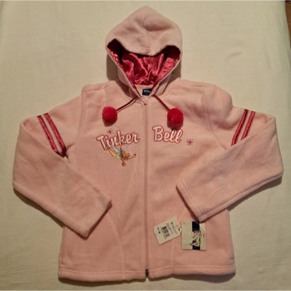 Disney Tinkerbell girls size Medium or 10/12 fleece zip up jacket, New